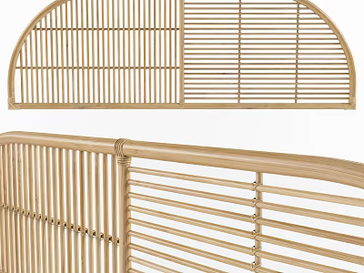 Natural Rattan Slatted Design For Arch Shaped Decor And Furniture Accents 3d model