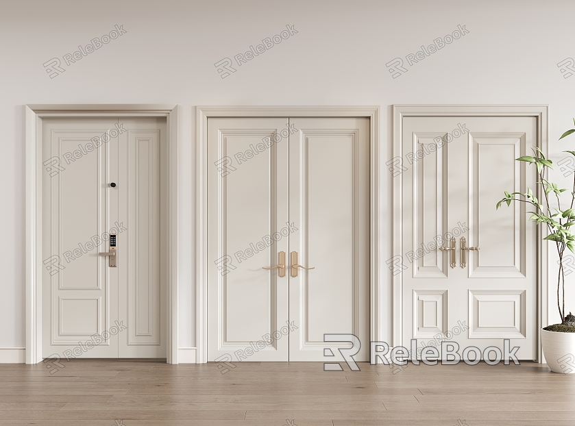 Double door door villa door entrance door opposite door wood model