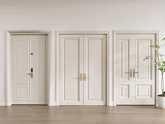 Double door villa door entrance door opposite door wood 3d model