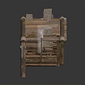 Rustic Wooden Manger Structure With Arch Frame Rope Ties And Plank Roof Details