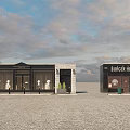 Modern Mall Shop Exterior With Black Facade White Mannequins And Green Plants