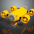 Yellow Water Vehicle With Four Propellers And Circular Lens For Underwater Exploration