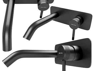 Black Modern Water Faucet with Sleek Design and Multiple Angles View 3d model