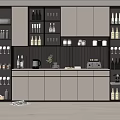 Modern Wine Cabinet With Glass Doors And LED Lighting For Wine Bottles And Glassware