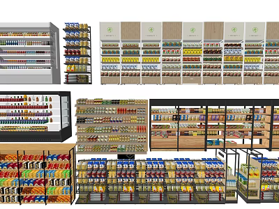 Modern Multi Tier Retail Display Shelves And Showcase Racks For Supermarket And Store 3d model
