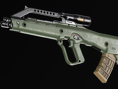 Detailed Tactical Green Military Rifle With Telescopic Sight And Magazine 3d model Detailed Tactical Green Military Rifle With Telescopic Sight And Magazine 3d model