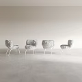 Modern Minimalist Accent Chairs With Furry Upholstery And Metal Legs For Interior Design