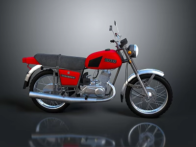 Red LEO Brand Vintage Motorcycle With Black Seat And Silver Wheels 3d model