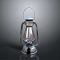 Classic Vintage Kerosene Lamp With Metal Frame Glass Chimney And Handle