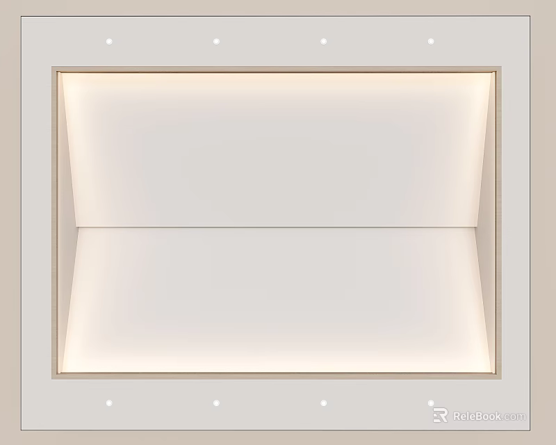 Modern White Ceiling Design With Recessed Lighting And Layered Decorative Frame 3d model