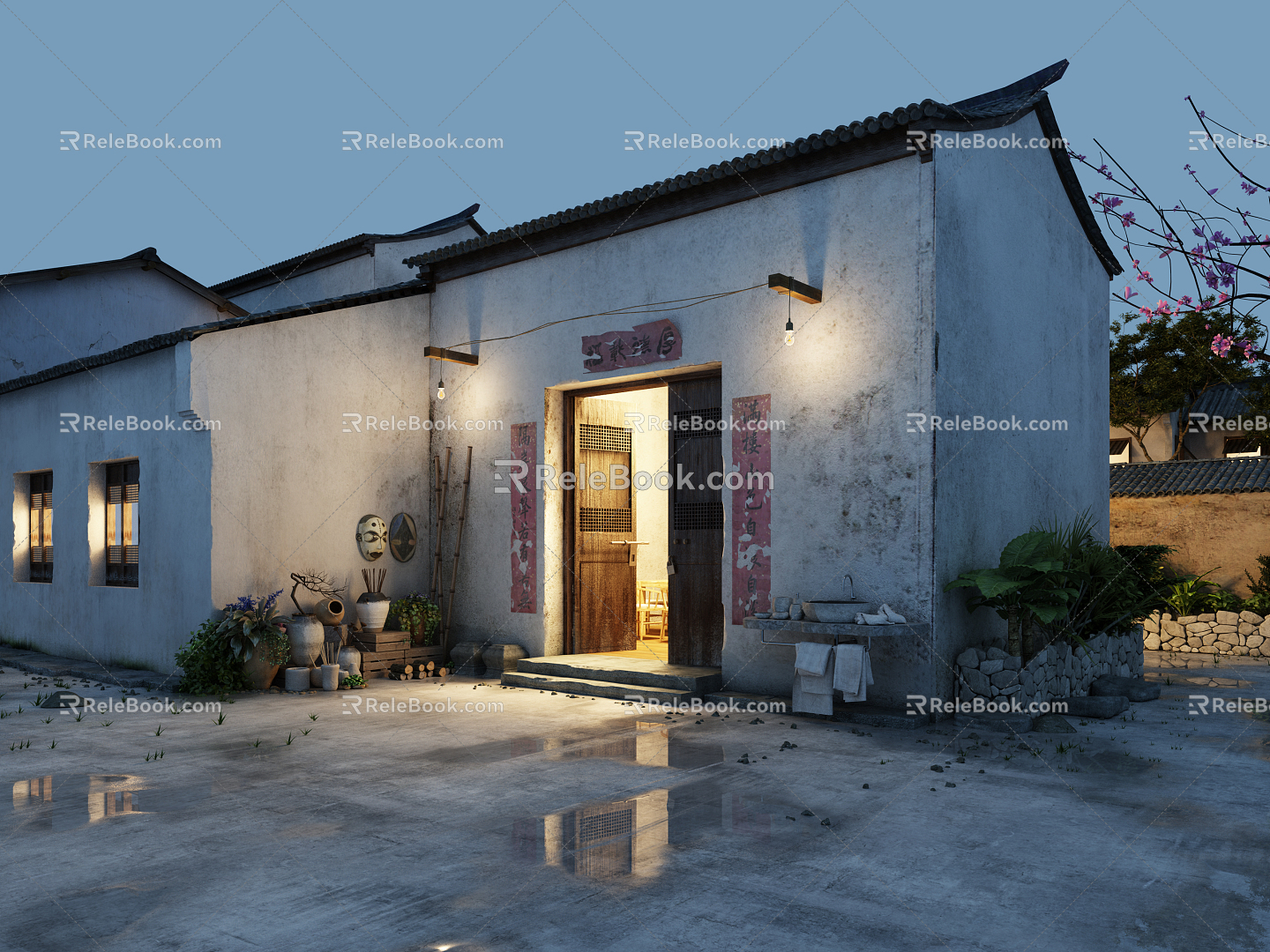 New Chinese House House Small Courtyard 3d model