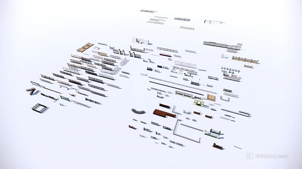 Various Fence Components And Design Elements For Construction Projects 3d model