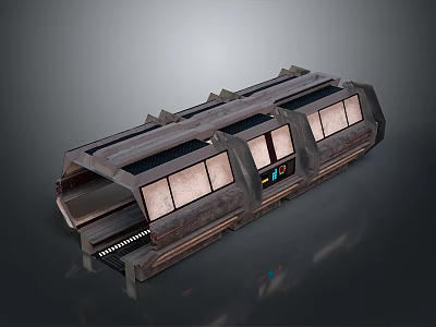 Modern Industrial Transport Pod With Metallic Exterior And Multiple Windows 3d model