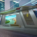Contemporary Bus Stop Shelter With Large Scenic Screen And Surrounding Trees
