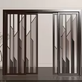 Modern Sliding Doors With Geometric Pattern Design And Dark Frame For Interior Space 3d model