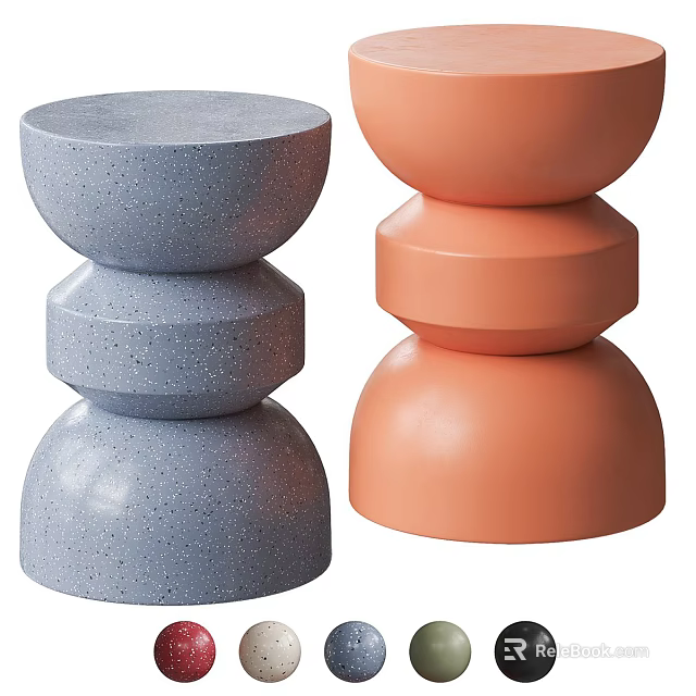 Modern Blue and Orange Stacked Round Side Table with Smooth Layered Design 3d model