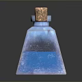 Blue Glass Bottle With Cork Stopper Transparent Body And Blue Liquid