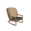 Elegant Wicker Rocking Chair With Sturdy Wooden Frame And Soft Gray Cushion