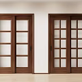 Classic Wooden Sliding Doors With Glass Panels For Modern Home Interior
