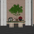 CCD Hotel End View Desk Ornaments Floriculture Combination Green Plant Table Lamp Table Moss Screen 3d model
