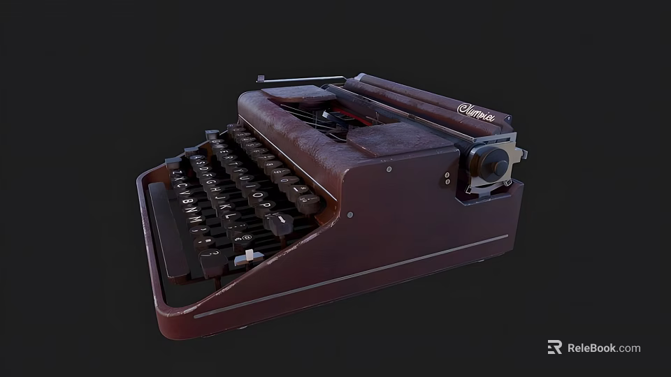 Vintage Olympia Brown Typewriter With Classic Design Mechanical Keys And Retro Body 3d model 