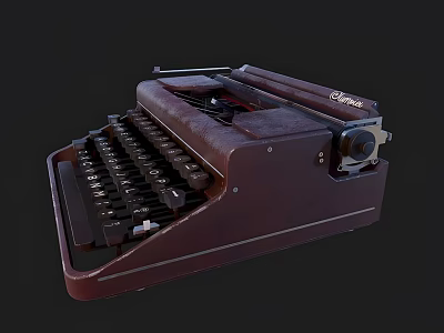Vintage Olympia Brown Typewriter With Classic Design Mechanical Keys And Retro Body 3d model