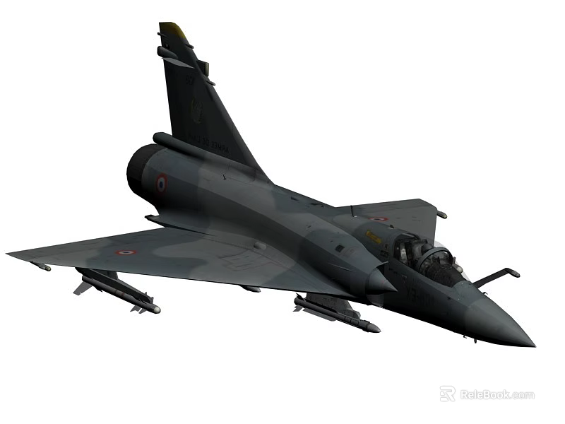 Modern Camouflage Fighter Jet With Weapons Under Wings And Cockpit 3d model 