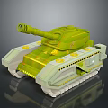 Green Tank 3D Model with Yellow Dots Tracks and Cannon 3d model