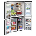 Refrigerator Freezer Open Doors Showing Organized Food Storage And Interior Compartments