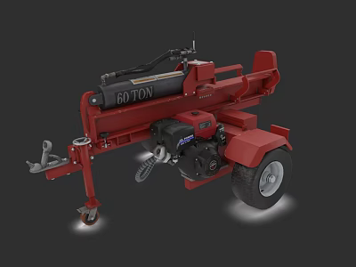 Red 60 Ton Heavy Duty Hydraulic Log Splitter with Towable Wheels and Industrial Design 3d model