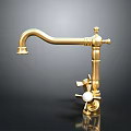 Elegant Golden Faucet With Curved Spout Decorative Knob And Pearl Accent