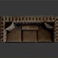 Brown Leather Tufted Three Seater Sofa with Classic Design and Armrests 3d model