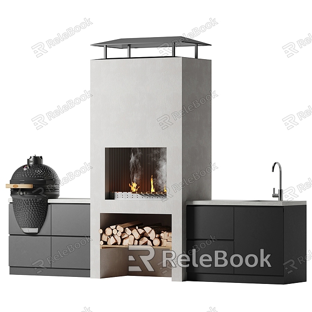 Outdoor Fireplace Barbecue BBQ model