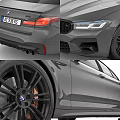 Gray BMW M5 Sporty Sedan Front And Rear Views With Alloy Wheels