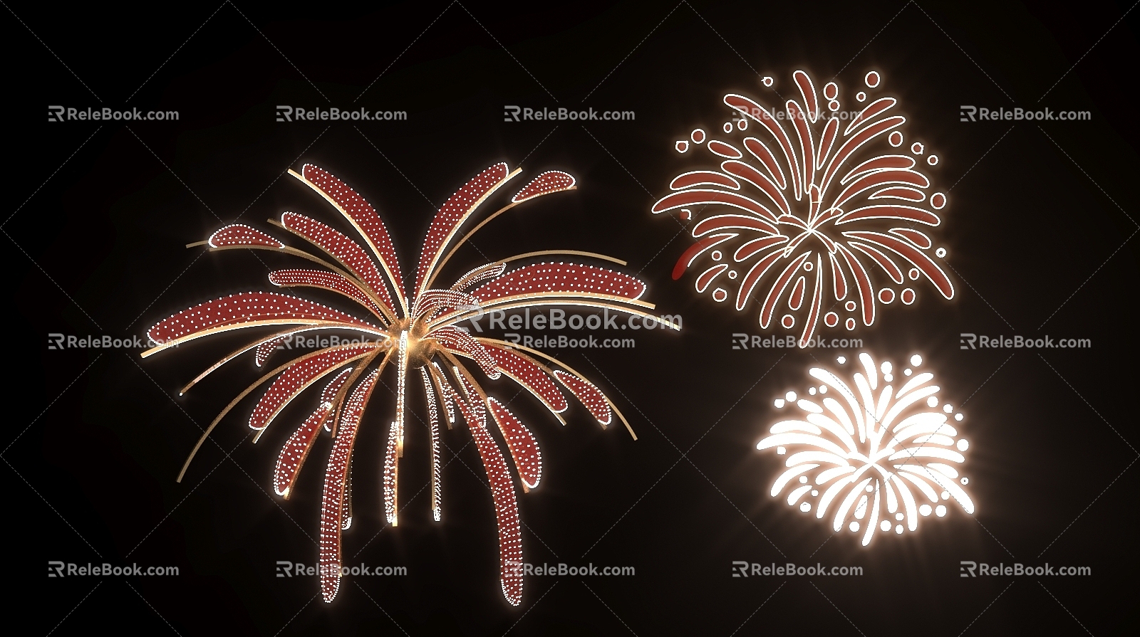 New Year Meichen New Year Fireworks Luminous Fireworks Pin Point Stereo Fireworks Device Flower Fireworks Meichen New Year Atmosphere Decoration 3d model