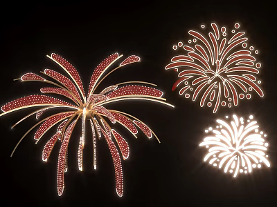 Firework Shaped Art Installation With LED Light Up Red White Sparkle Decorative Design 3d model
