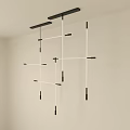 Modern Geometric Chandelier With Black And White Linear Design For Interior Ceiling Lighting 3d model