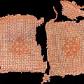 Orange Knitted Pillow Fragments With Snowflake Pattern And Tattered Edges 3d model