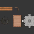 Assorted Home Decor Items Including Wooden Door Bench Rug Chandelier And Plate