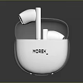 MOREK White Wireless Earbuds With Modern Sleek Portable Charging Case Design 3d model