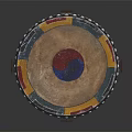 Traditional Musical Instrument Colorful Round Drum With Yin Yang Symbol Dragon Patterns And Nail Decorations