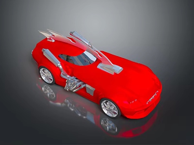 Red Futuristic Sports Car With Streamlined Body Silver Accents And Unique Doors 3d model
