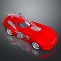 Red Futuristic Sports Car With Streamlined Body Silver Accents And Unique Doors