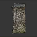 Traditional Architectural Stone Pillars With Cobblestone Surface Roof Like Top And Mossy Base