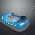 Blue Inflatable Water Bumper Car with Steering Wheel Black Seat and Gold Trim