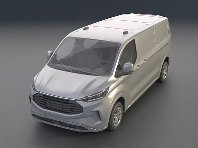Modern Silver Utility Van With Roof Racks And Front Grille Design Features 3d model
