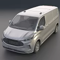 Modern Silver Utility Van With Roof Racks And Front Grille Design Features