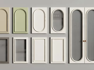 Various Interior Door Designs With Arched Rectangular Glass Paneled Ribbed And Double Styles 3d model