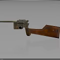 Vintage Pistol Featuring Red Wooden Stock And Polished Metal Components