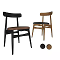Modern Dining Chairs With Wooden Frame And Upholstered Seats In Black Brown Tones